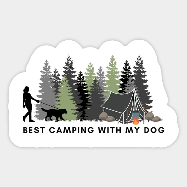 Best Camping With My Dog Sticker by 29 hour design